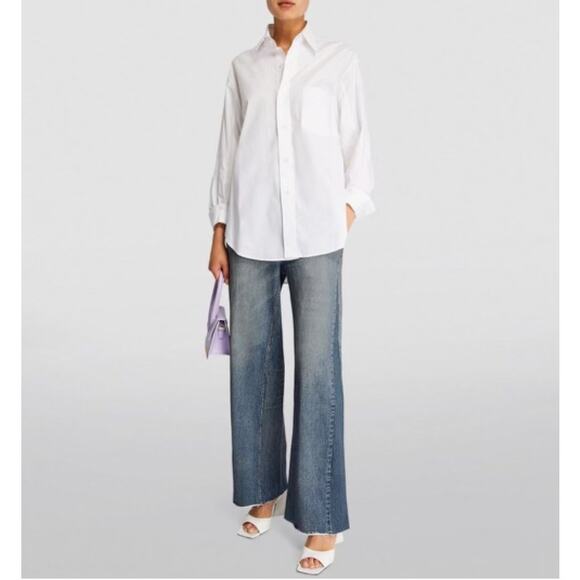 Rag & Bone Miramar Terry Wide Leg Pant Small Raw Hem Sweatpant Printed Jean - Picture 1 of 14